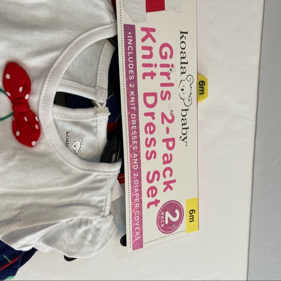 Koala Baby Girls Knit Dress Set 6 Months Cherries 2 Dresses 100% Cotton - Picture 4 of 16